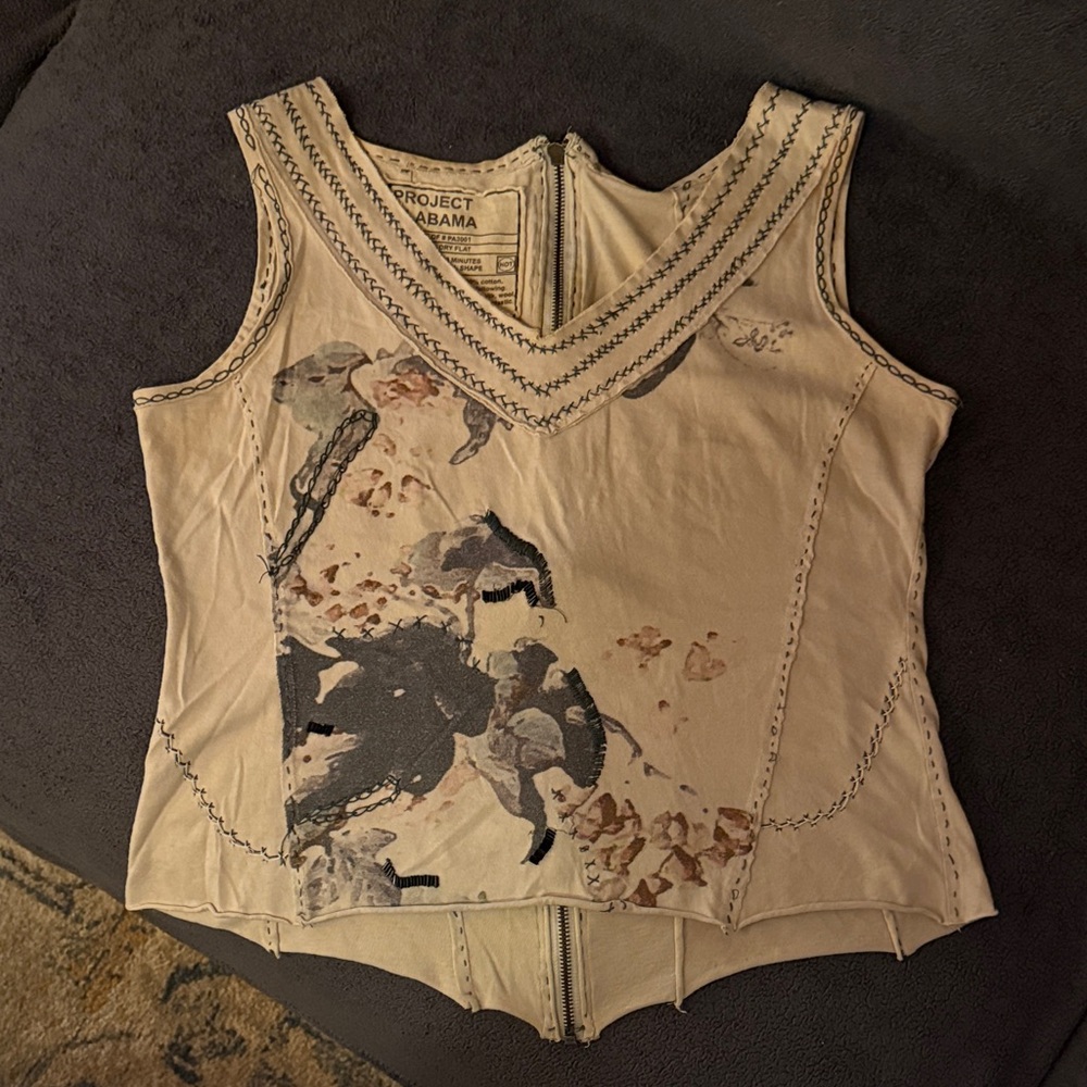 Anthropologie Project Alabama embroidered and beaded Cotton Tank, sz S